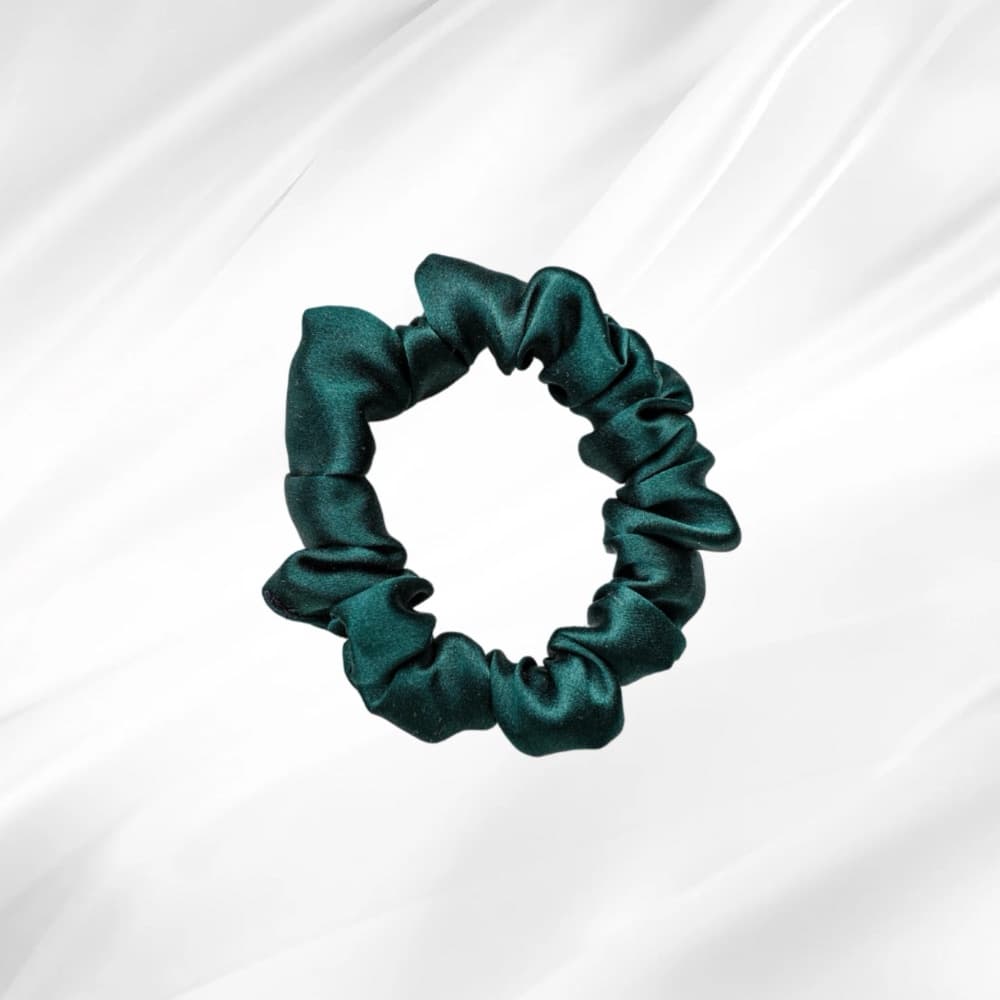 BOTTLE GREEN – hedvábná scrunchie MINI - View 1
