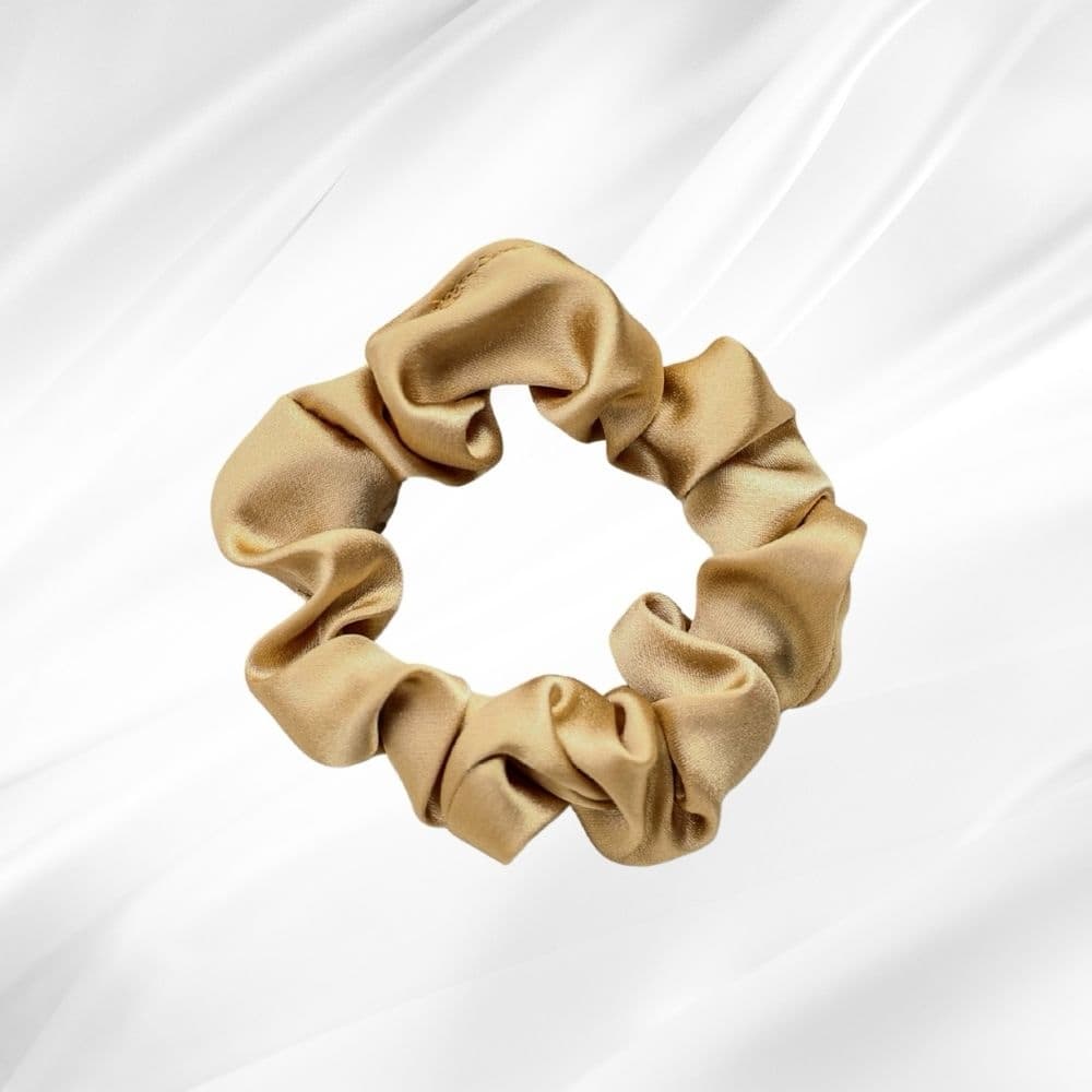 GOLD SUNRISE - Zlatá hedvábná scrunchie MINI - View 1