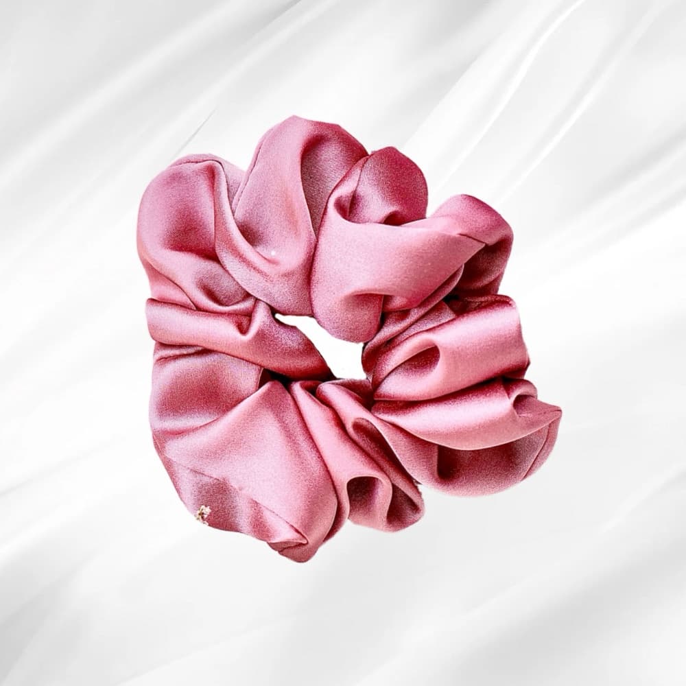 DUSTY PINK - Starorůžová hedvábná scrunchie JUMBO - View 1