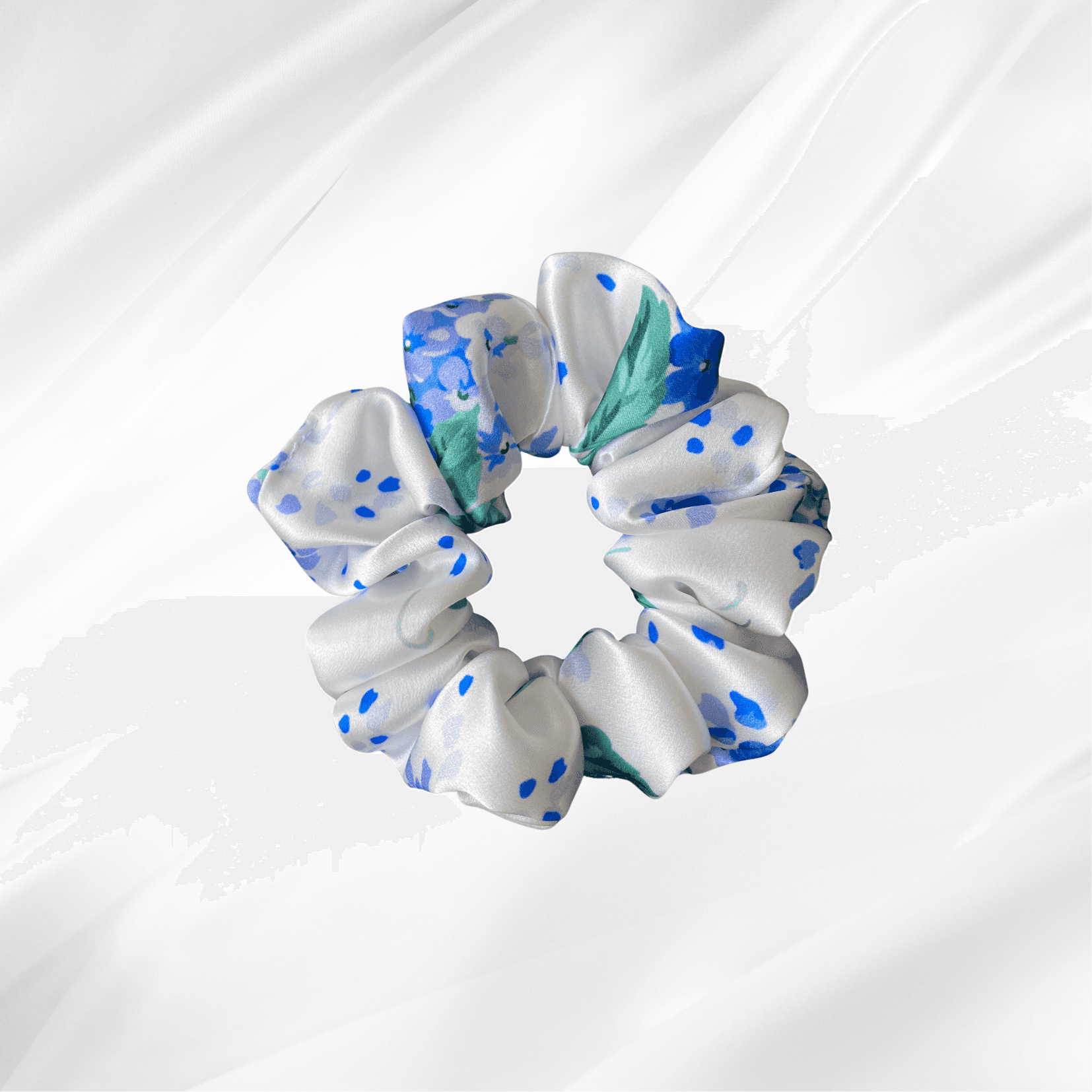 BLUE SPRING - hedvábná scrunchie KLASIK