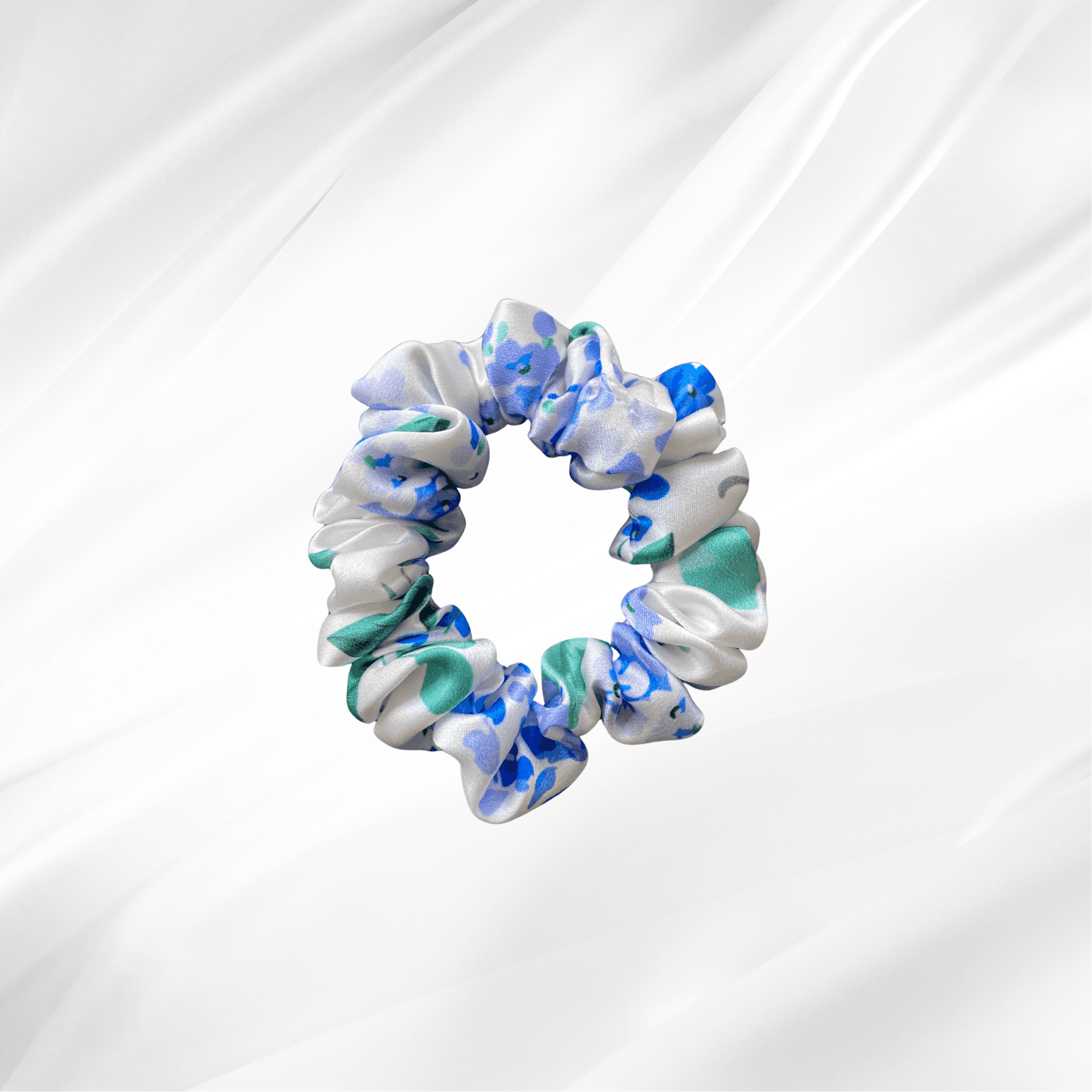 BLUE SPRING - hedvábná scrunchie MINI
