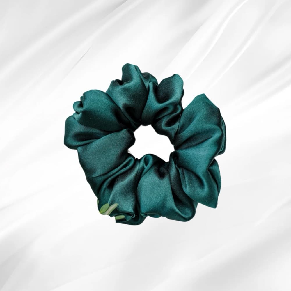 BOTTLE GREEN - hedvábná scrunchie JUMBO - View 1